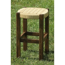 Ceviz Rengi Ahşap Hasır Örgülü Büyük Boy Tabure 2 Adet