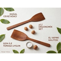 El İşçiliği Ceviz Spatula Seti 2'li Mutfak Gereçleri Mutfakta Sanat Ve Fonksiyonelliğin Buluşması Doğanın Diğer