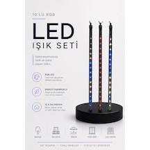 Rgb Led Dış Ve İç Mekan Süsleme Işığı 10 Çubuklu Şerit Açık Mavi