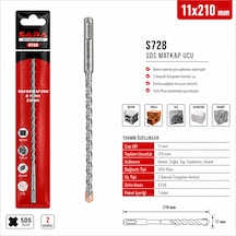 Sara S728 Sds Plus Matkap Ucu 11 X 210 Mm, 2 Kesicili Tungsten Karbür Uçlu