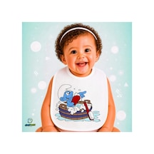 Şirinler Keten Bebek Mama Önlüğü Yumuşak - Emici - Yıkanabilir - Özel Tasarım P187 Çok Renkli