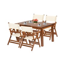 Marmaris Ahşap Bahçe Balkon Seti: 80X140 Sabit Masa + 4 Sandalye (553271634)