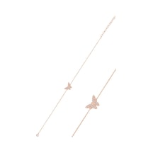 Gümüş Rose Zirkon Taşlı Kelebek Bileklik