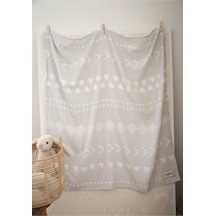 Müslin Geometrik Oeko-tex Sertifikalı %100 Pamuk 2 Katlı 110x115 Cm Bebek Müslin Battaniye & Örtü Gri