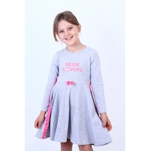 Toontoy Kız Çocuk Neon Lover Nakışlı Elbise