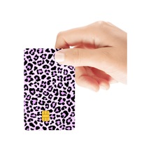 Leopar Desenli Pembe Hologramlı Parlak Kredi/banka Kart Kaplama Sticker Standart