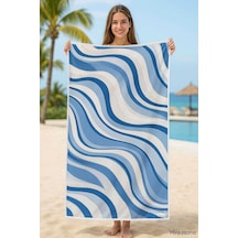 Unisex Desenli Baskılı Deniz Plaj Havlusu Dalga Desen 70x140 Cm Çok Renkli