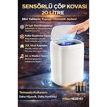 Buğz Akıllı Sensörlü Uv Işıklı 20 Litre Çöp Kovası - Mutfak, Banyo, İşyeri Ve Ofis Kullanımı Diğer