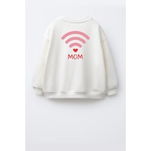 Monila Unisex Sırtı Baskılı 3 İplik Kumaş Pamuklu Sweatshirt Ekru