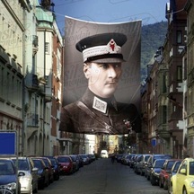 Askeri Üniformalı Gazi Mustafa Kemal Atatürk - Portre Cephe Poster Bayrak -4x6 Metre 1