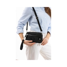 Klinkır Kumaş Mini Çapraz Askılı Kadın Çanta Yağmur Geçirmez El Askılı Çanta 20 10 Cm Mega Bag Siyah