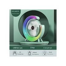Masaüstü Vantilatör Usb Şarjlı Rgb Led Işıklı 3 Kademeli 180 Ayarlanabilir Soğutucu Fan Yeşil Diğer