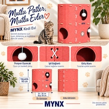 İki Katlı Geniş Keçe Kedi Evi Kırmızı