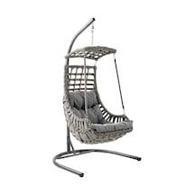 Capri Swing Alaçatı Tekli Rattan Bahçe Salıncağı Balkon Salıncağı Gri