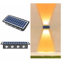 Cbtx Bahçe Aydınlatma 8led Solar Duvar Lambası Dış Mekan Suya Dayanıklı Yukarı Ve Aşağı Çift Başlı Spot Sarı Işık
