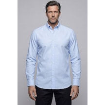 Bisse Regular Fit Paşa Yaka Pamuk Açık Mavi Erkek Gömlek Gmok3ps22400001 D33 Açık Mavi