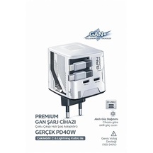 Gan+ Pd 40w Hızlı Şarj Adaptörü Çoklu Çıkış Usb-c Lightning Kablolu Hızlı Şarj Cihazı Ev Ofis Uyumlu Beyaz Çok Renkli 57786448
