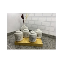 4 Lü Lüks Baharat Takımı Tuz Biber Nane Kekik Beyaz