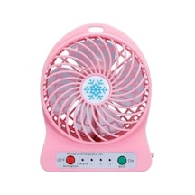 3 Kademeli Şarjlı Masa Üstü Usb Mini Taşınabilir Vantilatör Fan Pembe