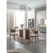 Alva Bohem Natural Ahşap Masa Sandalye Takımı 80x180 Natural