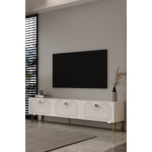 180dhdts3ba Hera Lazer Desenli Tv Sehpası,ünitesi Beyaz-altın