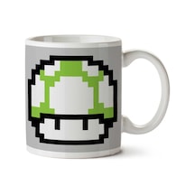 Super Mario Mushroom Green White İki Tarafı Baskılı Kupa Bardak Çok Renkli