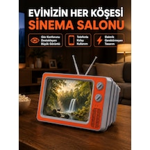 Telefon İçin 12 İnç Ekran Retro Televizyon Tasarımı Hd Film İzleme Katlanabilir Stand - Lisinya Turuncu