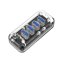 Orıco F4u 4 X Usb 3.0 Bağlantı Noktası 5gbps Mavi Led Gösterge Işığı İle Hızlı İletim Masaüstü Göbeği Şeffaf