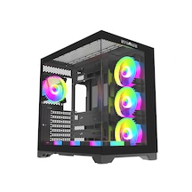 Strong Syrax 7x 120 Mm Fanlı Rgb Led Buton Kontrol Atx Akvaryum Siyah Gaming Bilgisayar Kasası Powersız