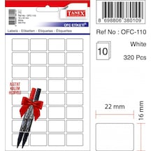 Tanex Ofc-110 22x16 Mm Beyaz Ofis Etiketi 10 Sayfa 2'li Asetat Ka Diğer