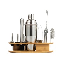 Sones By-011 11'i 1 Arada Oval Ahşap Standlı Çalkalayıcı Seti Barmenlik Aletleri, Özellikler: 350ml