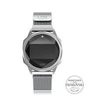 Unisex Icon Bıg Sılver Swarovskı Topaz Kol Saati Gri