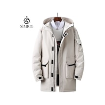 Yeni Kışlık Düz Renk Orta Boy Dolgulu Ceket - Beyaz Beyaz