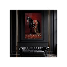 Motifli Halı-siyah At Cam Tablo, Temperli Cam Hayvan Temalı Duvar Tablosu, Uv Baskılı Modern Salon Yatak Odası Duvar Dekoru, Dekoratif Hediyelik Tablo