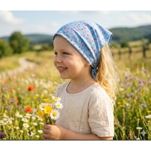 Kız Çocuk Bandana %100 Pamuk Açık Mavi