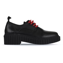 01wz6300 Bueno Shoes Siyah Kırmızı Deri Kadın Klasik Ayakkabı