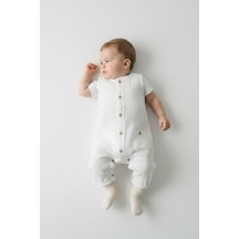 Tiffany Baby & Kids Müslin White Tasarımlı Uzun Atlet Tulum Beyaz