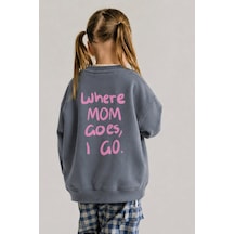 Monila Unisex Çocuk Pamuklu Bisiklet Yaka Sırt Baskılı T-shirt Pembe