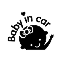 Baby İn Car Kız Duvar Dekor Kaliteli Kaliteli Sticker 40 X 32 Cm