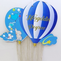 Ahşap Bebek Kapı Süsü Balon Tasarımlı Uv Baskılı Açık Kahverengi