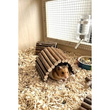 Doğal Ahşap Hamster Tünel Köprü & Yuva
