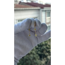 Kadın Sallantılı Gold Renk Papatya Model Küpe Gold
