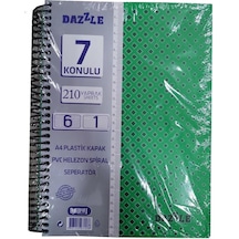 6+1 Ayraçlı Defter 7 Konulu 210 Yaprak 1 Adet 6 Kareli 1 Çizgili Spralli Plastik Kapak Seperatörlü Yeşil