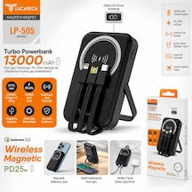 Lucatech Lp-505 13000 Mah Manyetik Kablosuz Powerbank Pd 25w Hızlı Şarj Dijital Göstergeli Dahili Kablolu Magsafe Uyumlu Siyah
