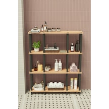 Ravina 4 Katlı Banyo Düzenleyici Çok Raflı Banyo Organizeri Çok Amaçlı Banyo Düzenleyici Meşe