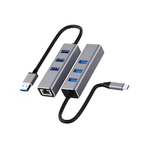 4'ü 1 Arada Type-c Hub Çoklayıcı - 1000mbps Gigabit Ethernet Rj45 Ve 3 Port Usb 3.0 Adaptör-jl-c3103a