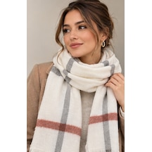 Milano Élıte Ekru Gri Kiremit Çizgili Premium Dokulu Oversize Kadın Şal Old Money Stil Zarif Kışlık Omuz Şalı Ve Atkı 67x175 Cm Çok Renkli