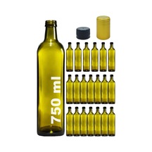 750 Ml Yeşil Maraska Kilitli Sızdırmaz Kapaklı Yağ Şişesi 750 Cc Kapüşonlu Köşeli Cam Şişe 20 Adet Diğer