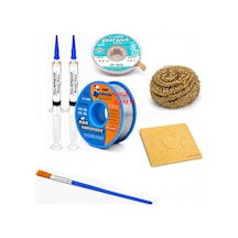 Lehim Seti 0,8 Mm 40 Gr Lehim Teli 2 Li Flux Cp-3515 Lehim Emme Teli Fırça Ve Havya Ucu Temizleme Set St305
