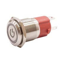 Motorobit 16D-P1Z-Ec 16Mm Düz Anahtarlı Işıklı Power Metal Buton - Beyaz